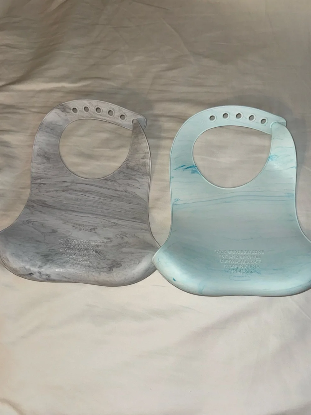 Silicone Baby Bibs - Gray & Light Blue Duo